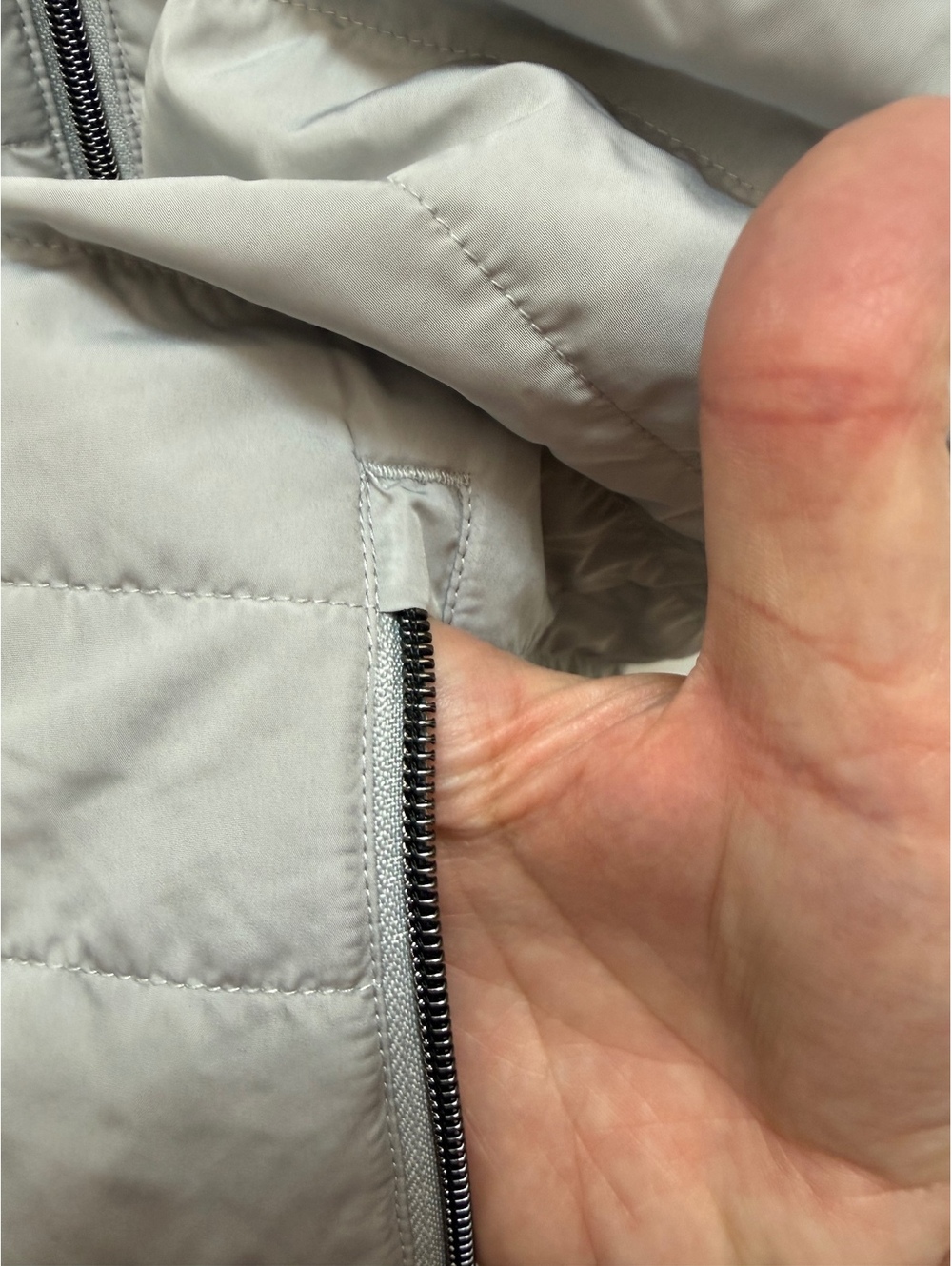 Light Gray Quilted Sleeveless Vest with Zip Pockets - Picture 6 of 11